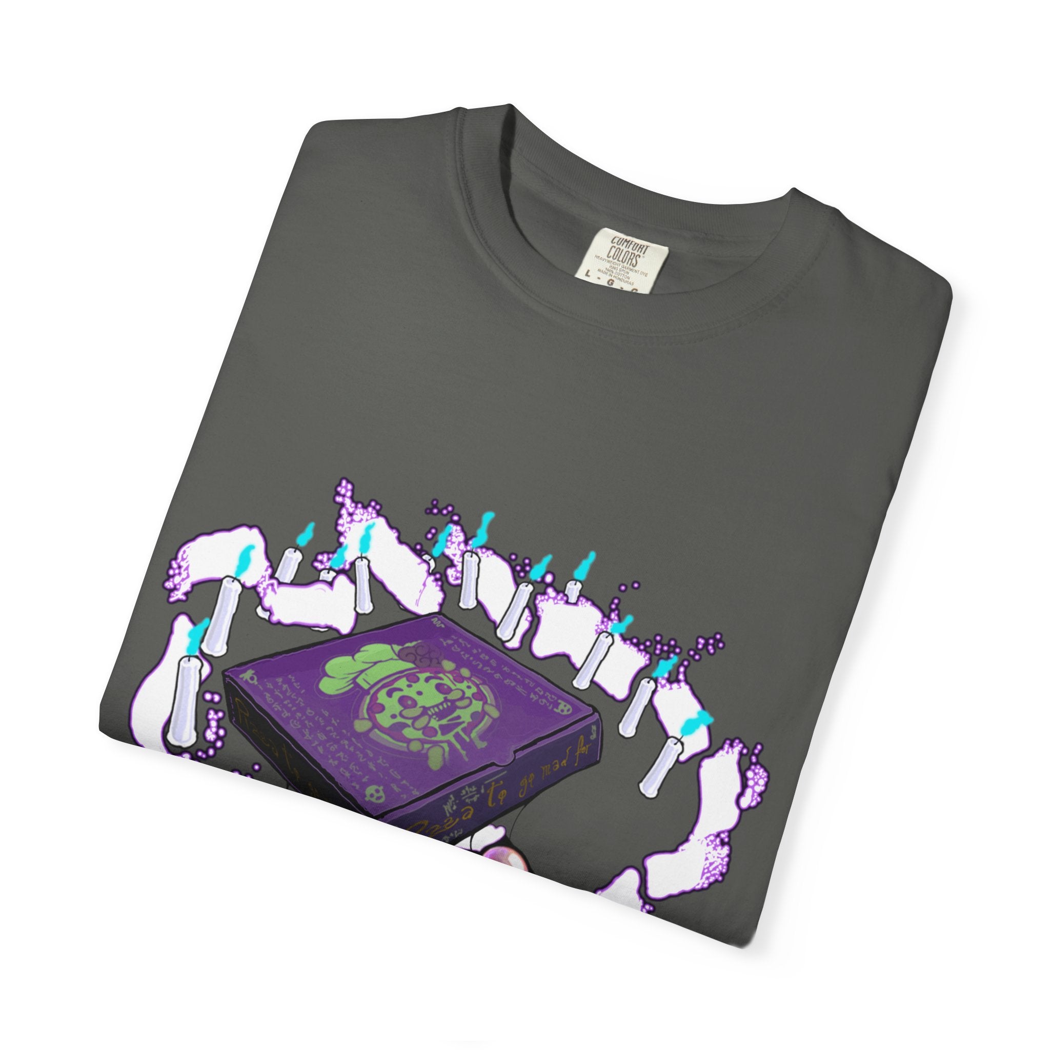 Pizzabytes Mystic Pizza T-shirt, Front, pizzabox, pizza delivery, pizza, mystic, undead, horror