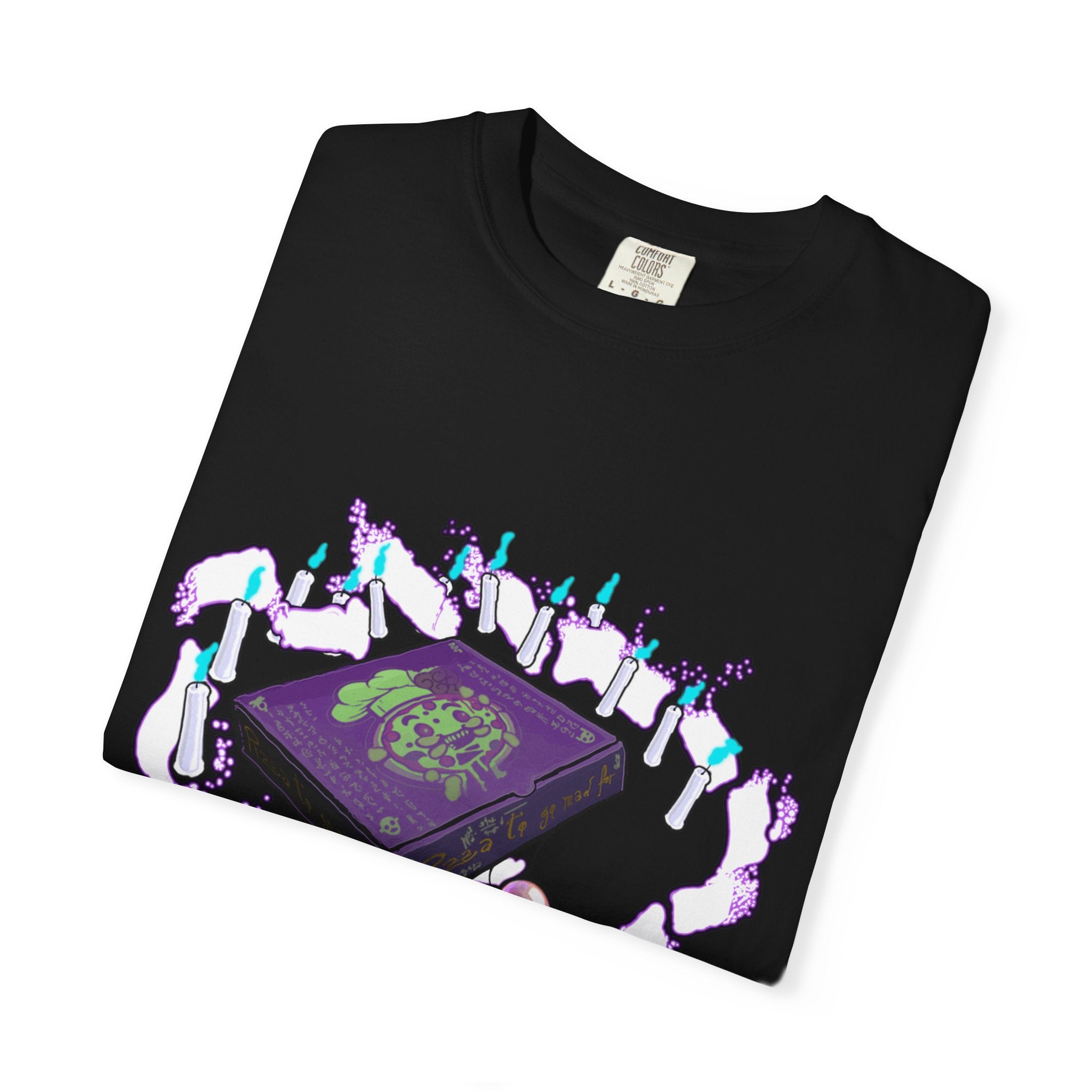 Pizzabytes Mystic Pizza T-shirt, Front, pizzabox, pizza delivery, pizza, mystic, undead, horror