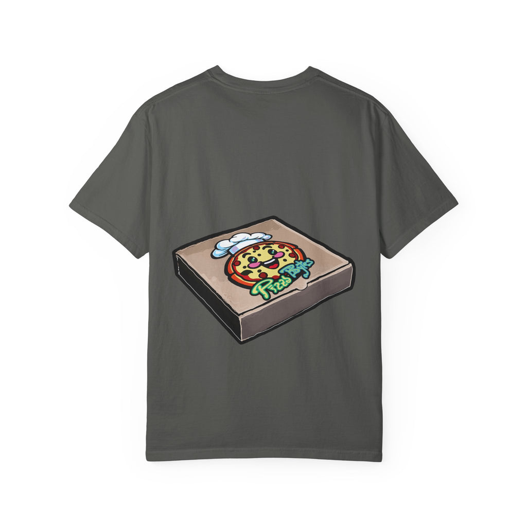 Pizzabytes Mystic Pizza T-shirt, back, pizzabox, pizza delivery, pizza, mystic, undead, horror