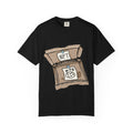 Hand-drawn NFT pizza box t-shirt showing open pizza box with NFT note and #PB pizza drawing from PizzaBytes collection

