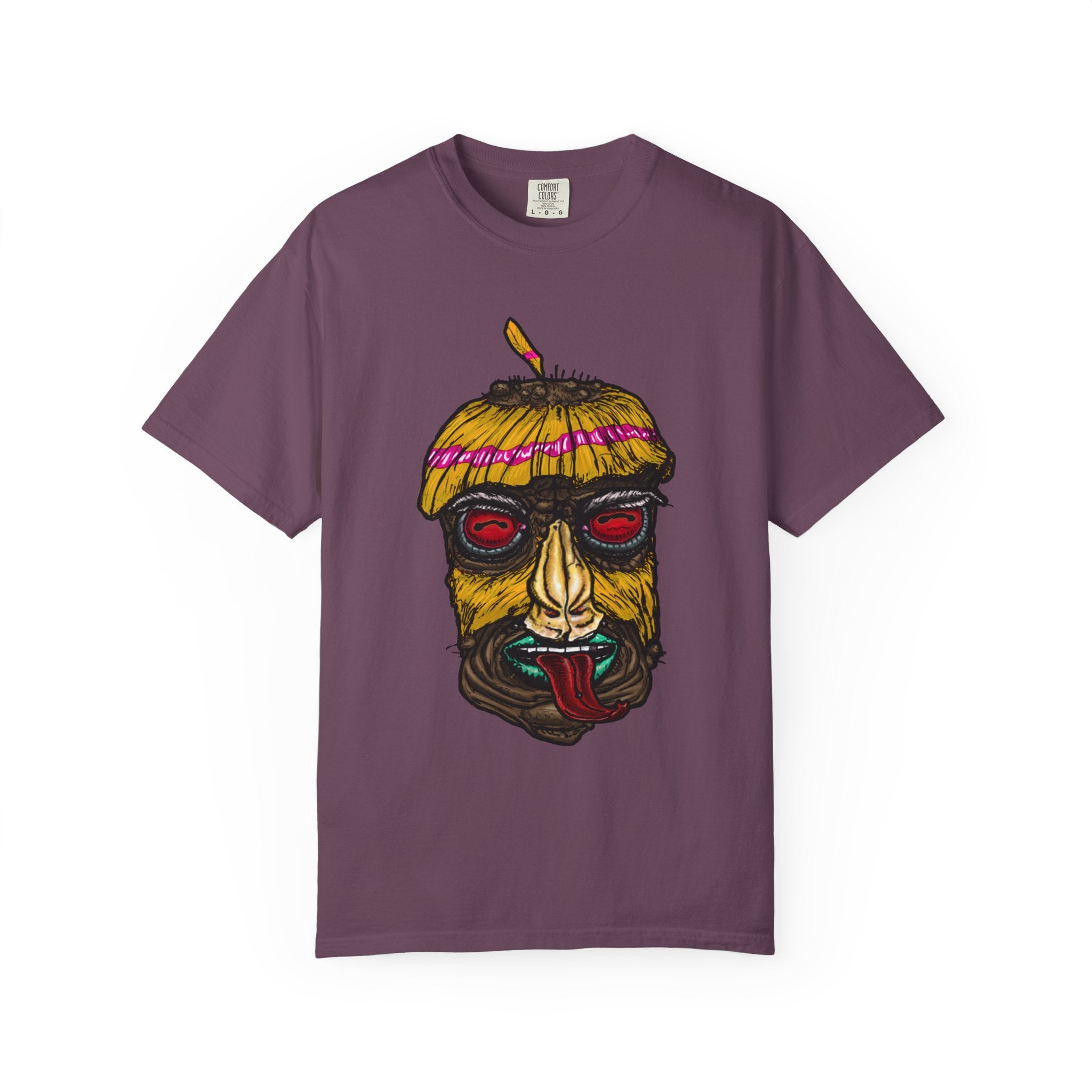 Freaky Features HorrorBird t-shirt, front shows deranged rooster head with long tongue, back shows open pizza box with bird nest and blue eggs
