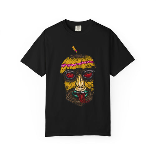 Freaky Features HorrorBird t-shirt, front shows deranged rooster head with long tongue, back shows open pizza box with bird nest and blue eggs

