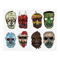 Freaky Features Sticker Sheet Set #1 , transparent die-cut sheet with 8 hand-drawn monster heads from the Freaky Features collection

