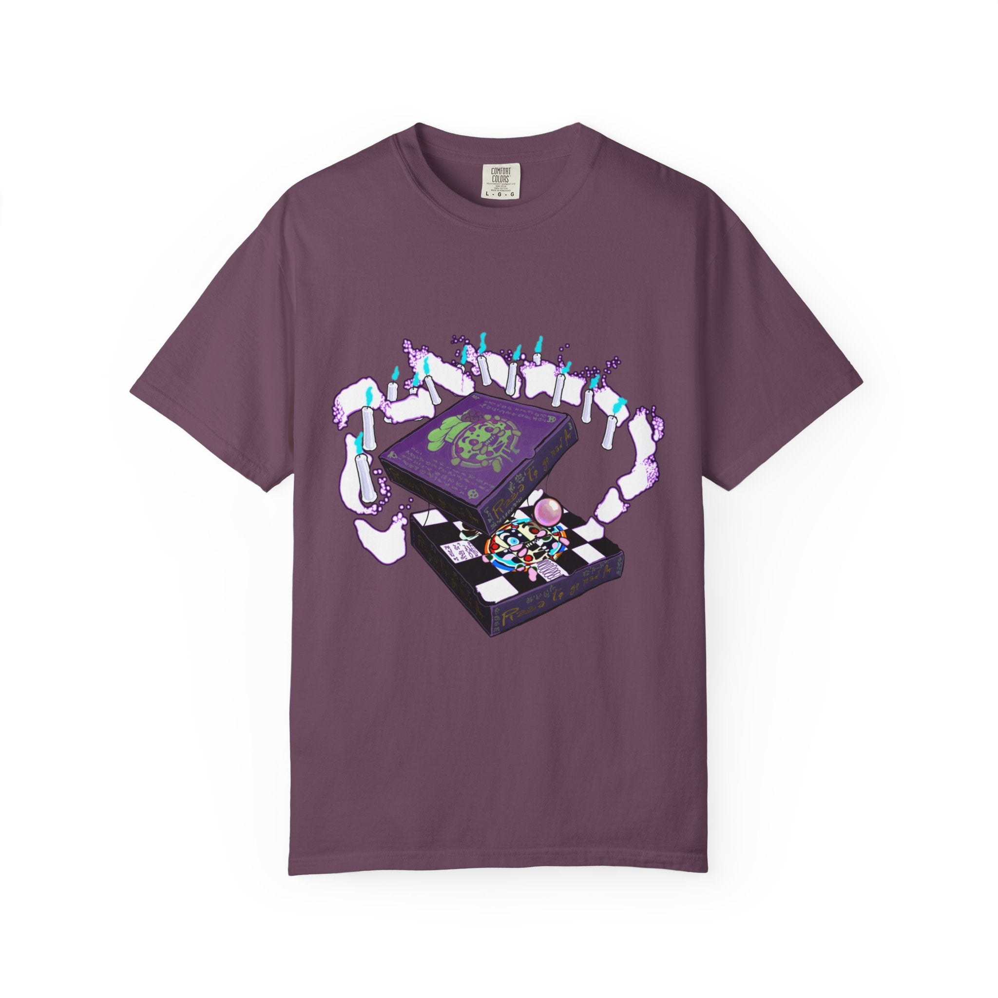 Pizzabytes Mystic Pizza T-shirt, Front, pizzabox, pizza delivery, pizza, mystic, undead, horror