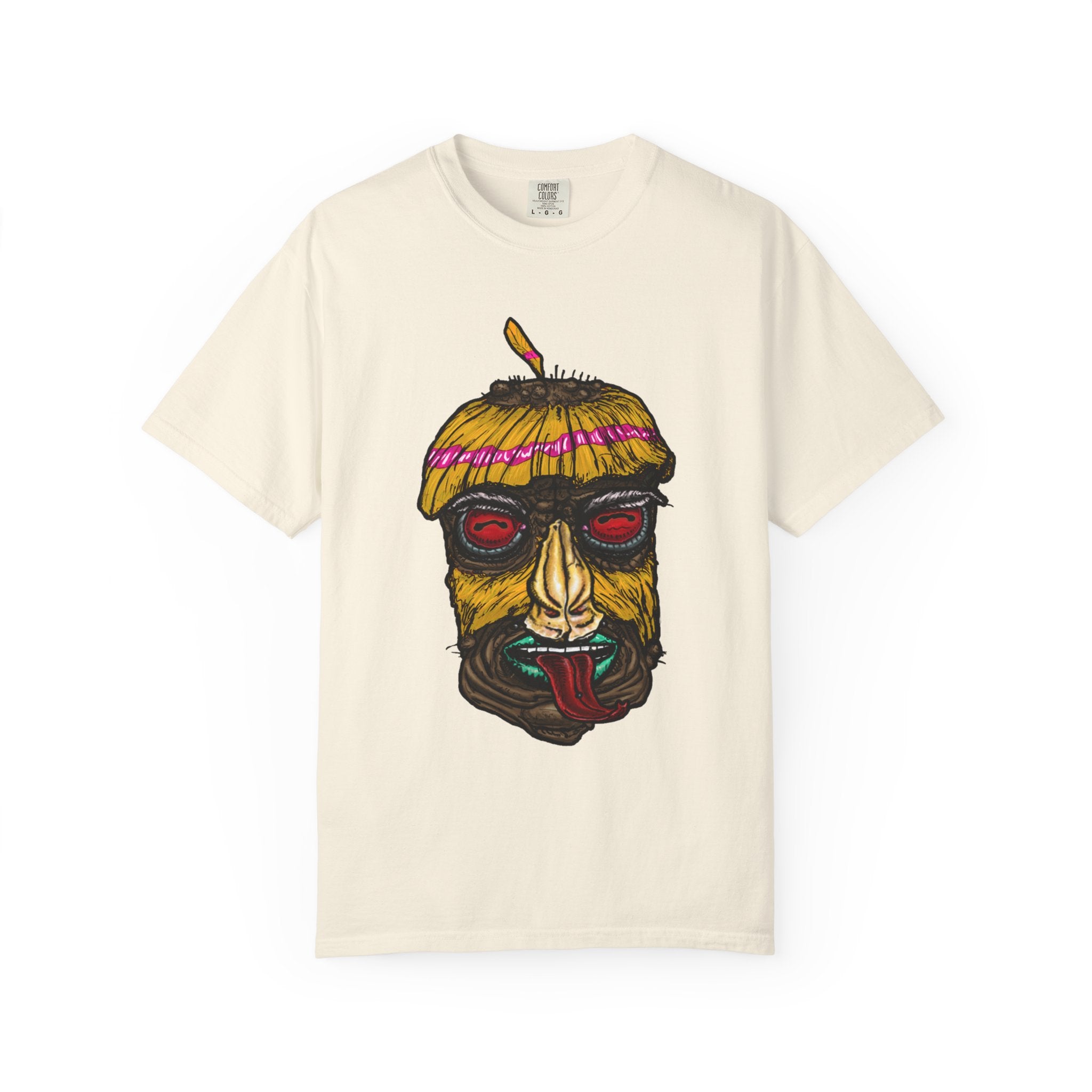 Freaky Features HorrorBird t-shirt, front shows deranged rooster head with long tongue, back shows open pizza box with bird nest and blue eggs
